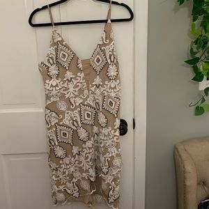 Tan and white Midi Dress